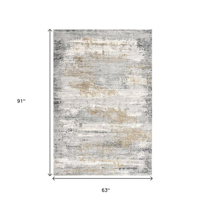 5' X 8' Gray Mod Distressed Strokes Area Rug