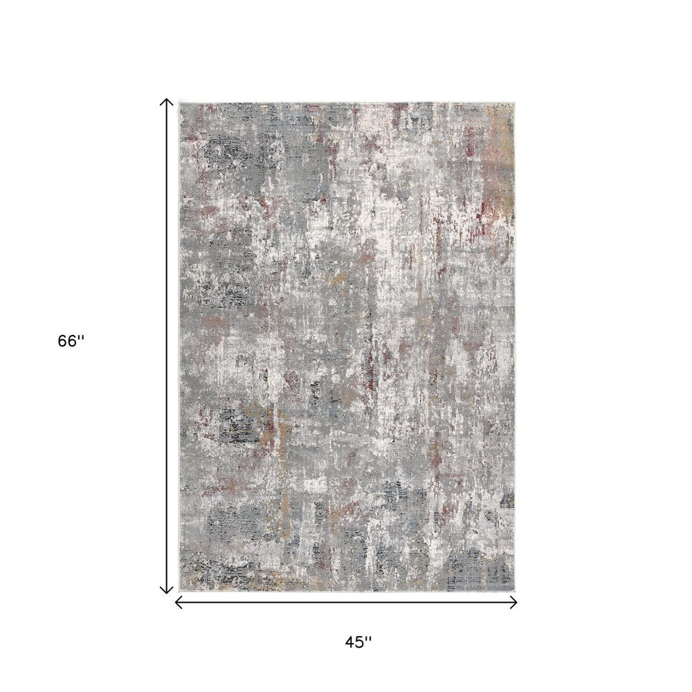 4' X 6' Gray And Ivory Abstract Area Rug