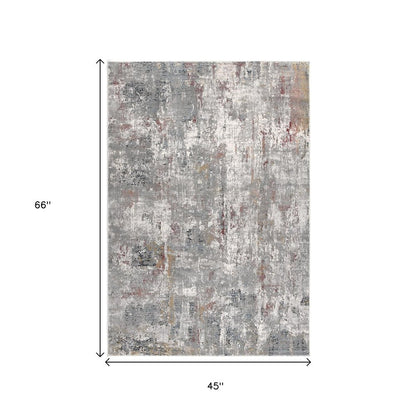 4' X 6' Gray And Ivory Abstract Area Rug