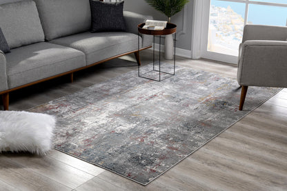 4' X 6' Gray And Ivory Abstract Area Rug