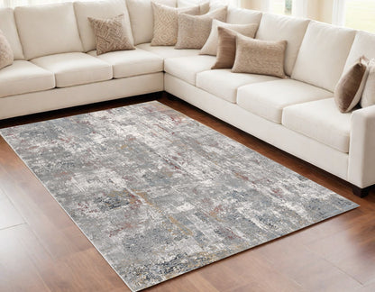 4' X 6' Gray And Ivory Abstract Area Rug