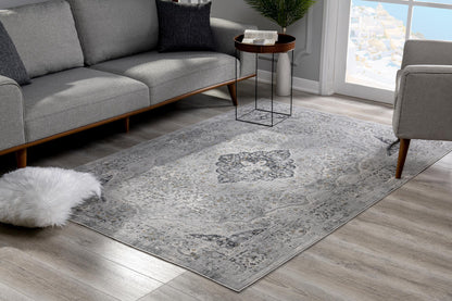 4' X 6' Grey Oriental Area Rug