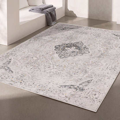 4' X 6' Grey Oriental Area Rug