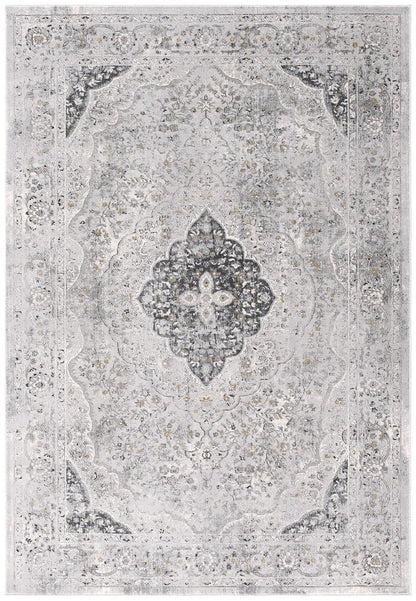 4' X 6' Grey Oriental Area Rug