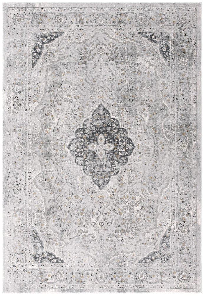 4' X 6' Grey Oriental Area Rug