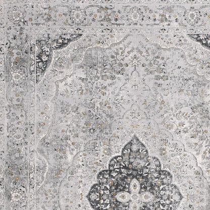 4' X 6' Grey Oriental Area Rug