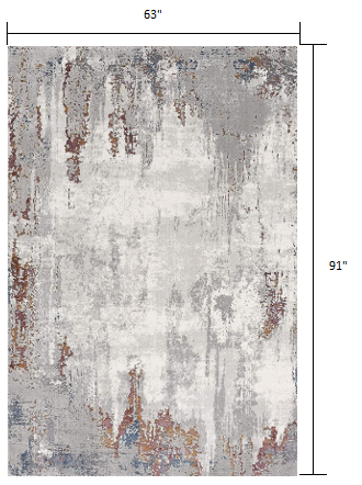 4' X 6' Gray And Ivory Modern Abstract Area Rug