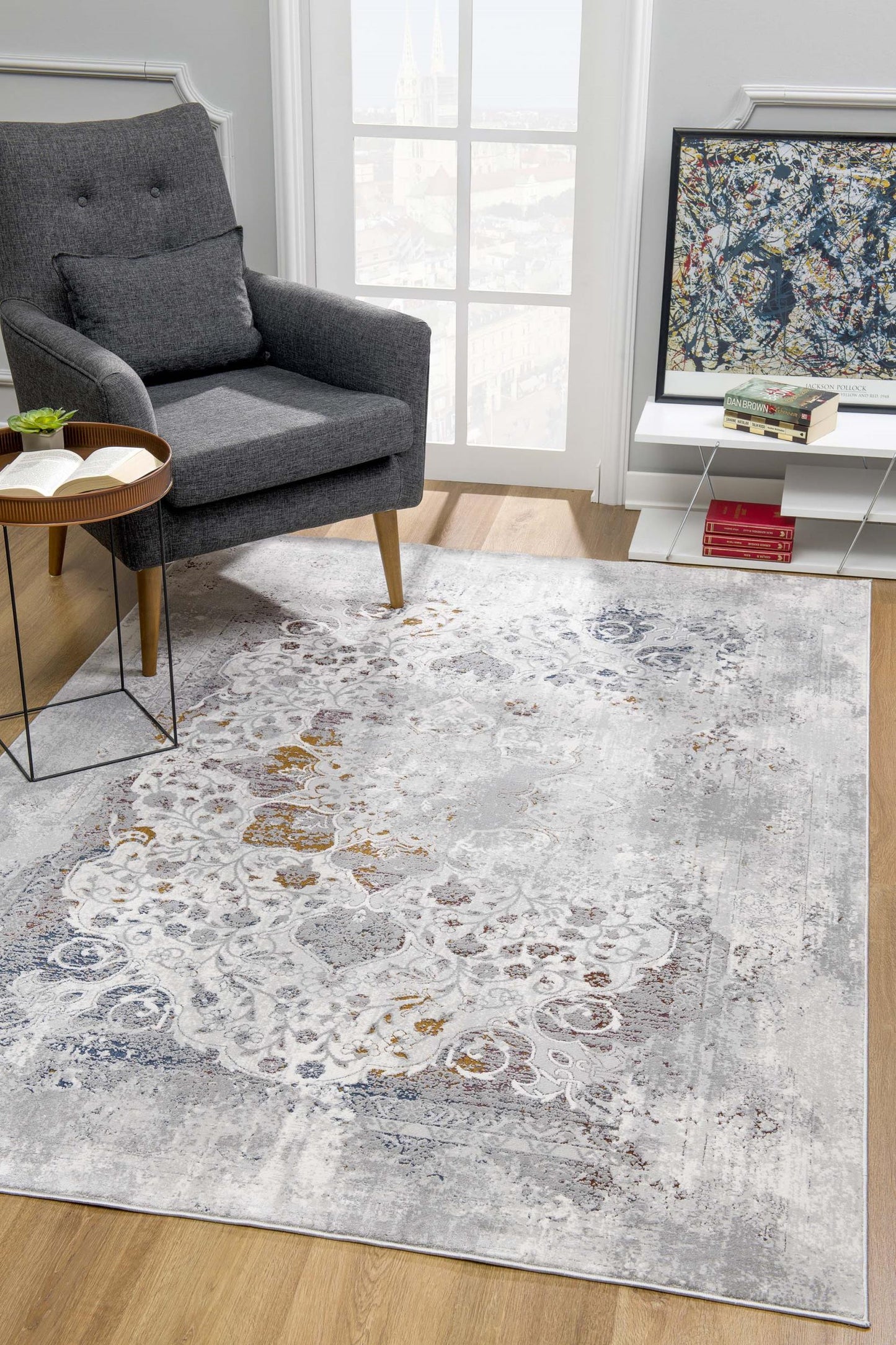 5' X 8' Gray Abstract Patterns Area Rug