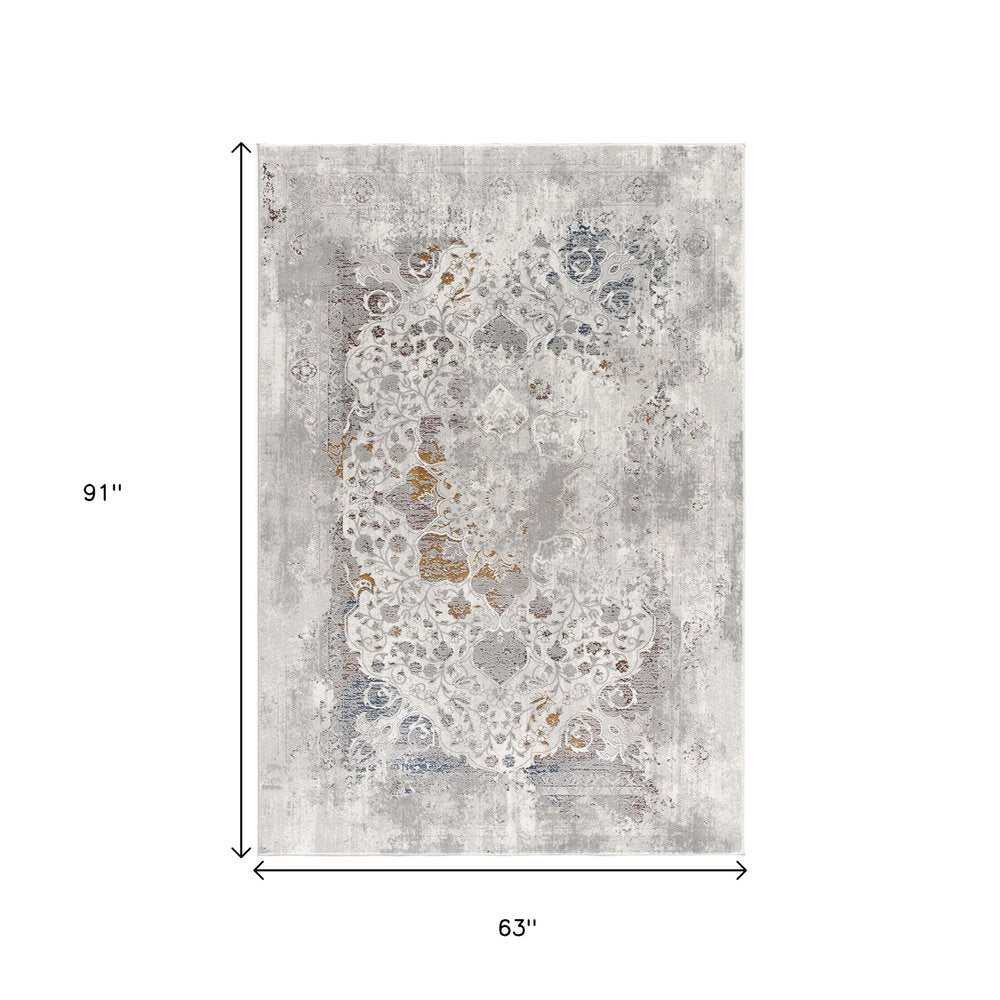 5' X 8' Gray Abstract Patterns Area Rug