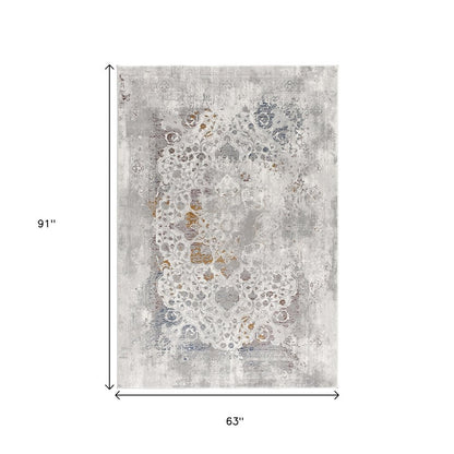5' X 8' Gray Abstract Patterns Area Rug