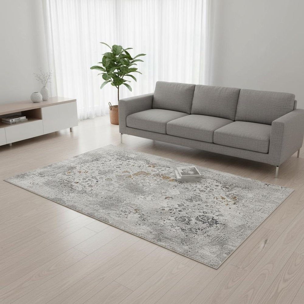 5' X 8' Gray Abstract Patterns Area Rug