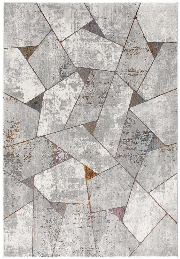 5' X 8' Grey Geometric Area Rug