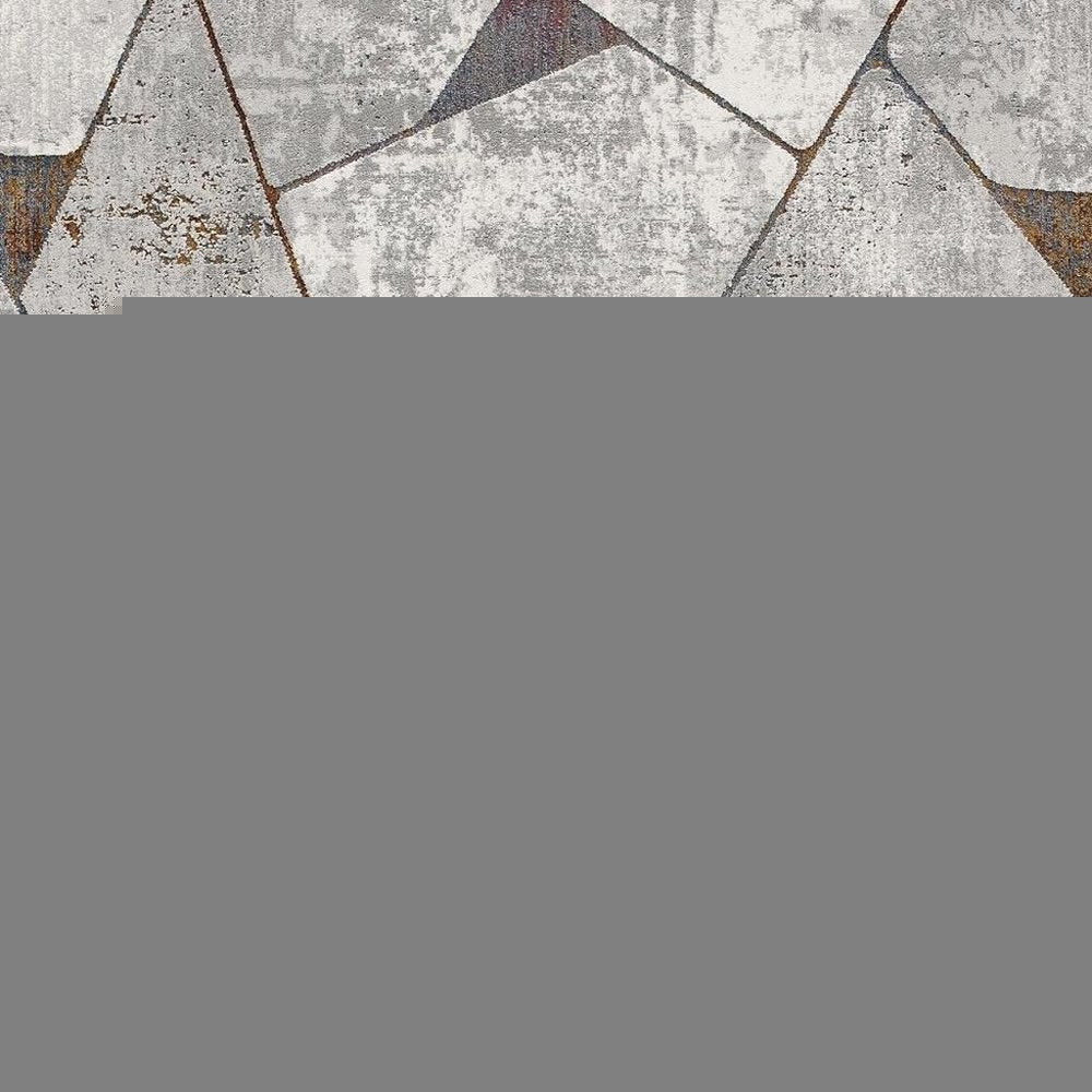 5' X 8' Grey Geometric Area Rug