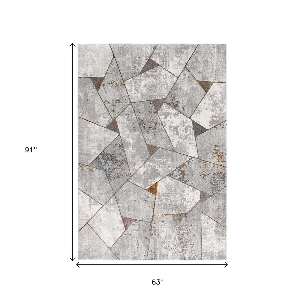 7' X 10' Grey Geometric Area Rug