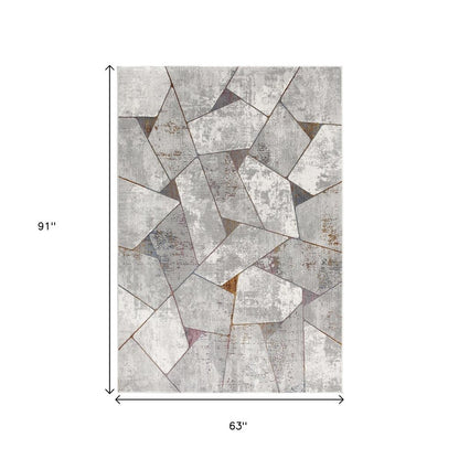 7' X 10' Grey Geometric Area Rug