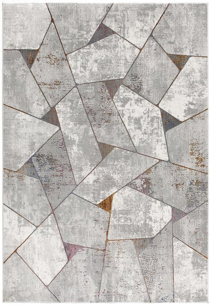 7' X 10' Grey Geometric Area Rug