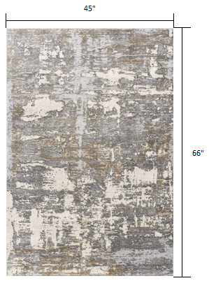 4' X 6' Beige And Gray Distressed Area Rug