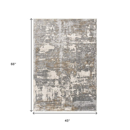 5' X 8' Beige And Gray Distressed Area Rug