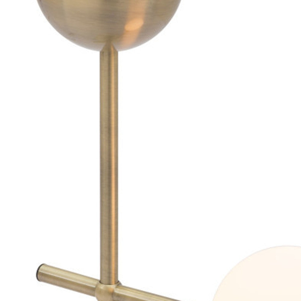 69" Brass Metal Bedside Table Lamp With Off White Globe Shade