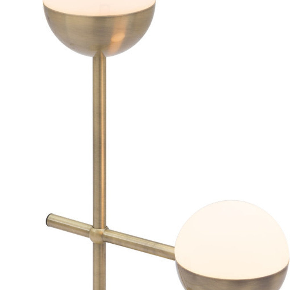 69" Brass Metal Bedside Table Lamp With Off White Globe Shade