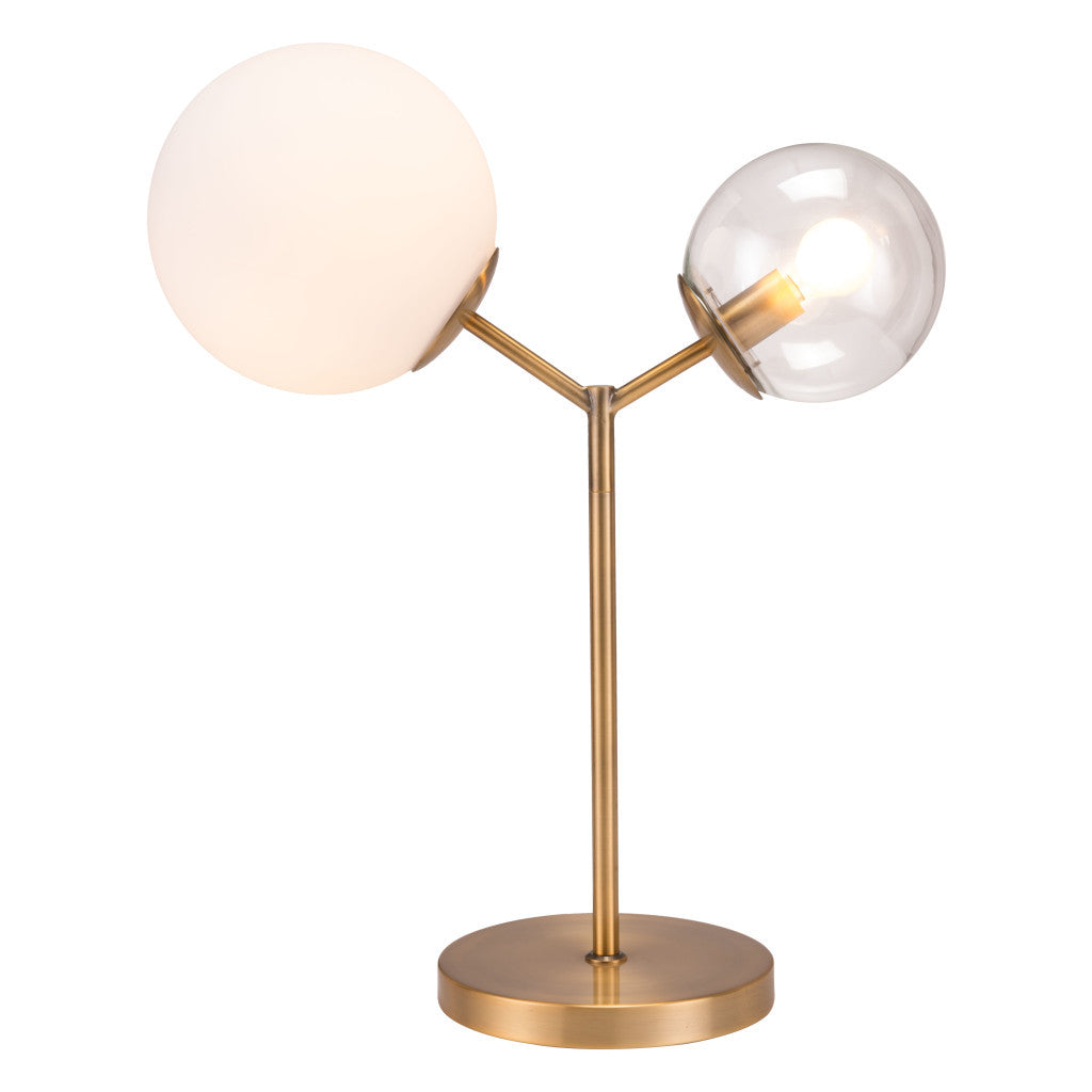 56" Copper Metal Bedside Table Lamp With Clear Globe Shade