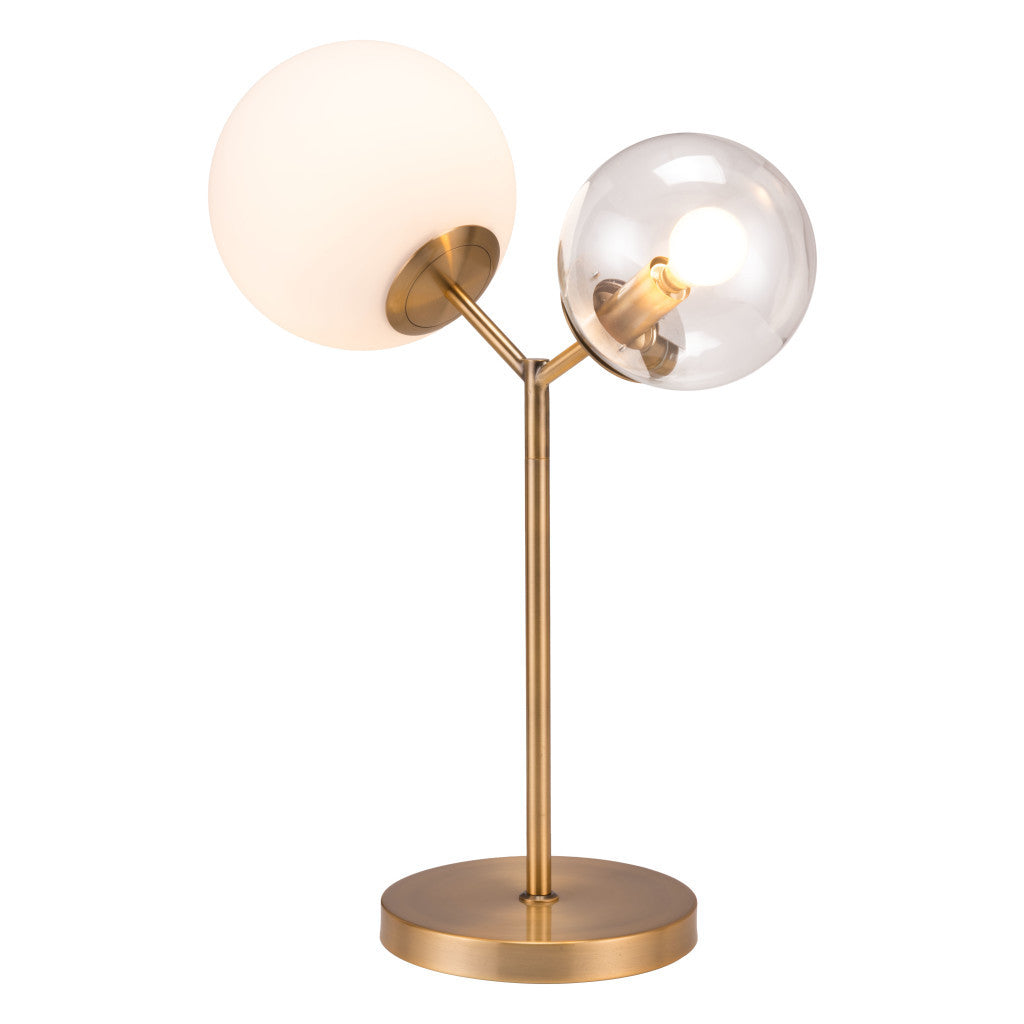 56" Copper Metal Bedside Table Lamp With Clear Globe Shade