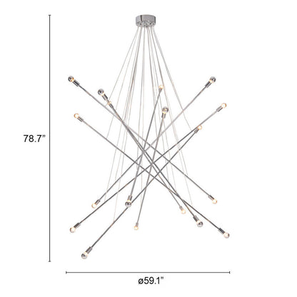 Silver Multi Light Metal Dimmable Chandelier