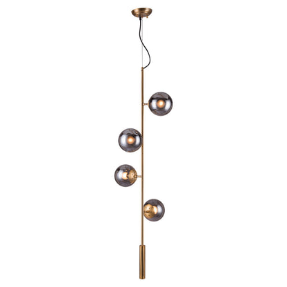 Gold Shaded Four Light Metal Dimmable Ceiling Light With Clear Shades