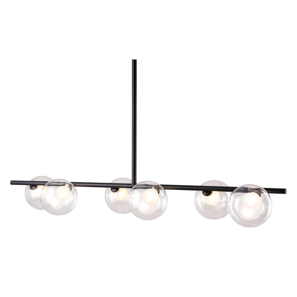 Black Kitchen Island Six Light Metal Ceiling Light