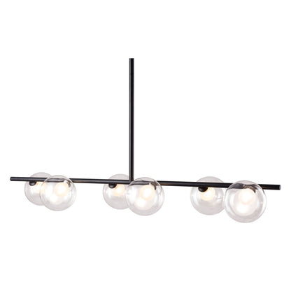 Black Kitchen Island Six Light Metal Ceiling Light