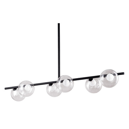 Black Kitchen Island Six Light Metal Ceiling Light