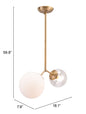 Gold Shaded Two Light Metal Dimmable Ceiling Light With White Shades