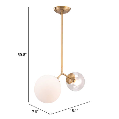 Gold Shaded Two Light Metal Dimmable Ceiling Light With White Shades