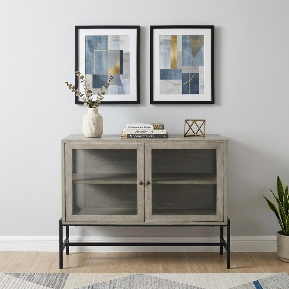 Rustic Dark Brown Two Door Shadowbox Cabinet