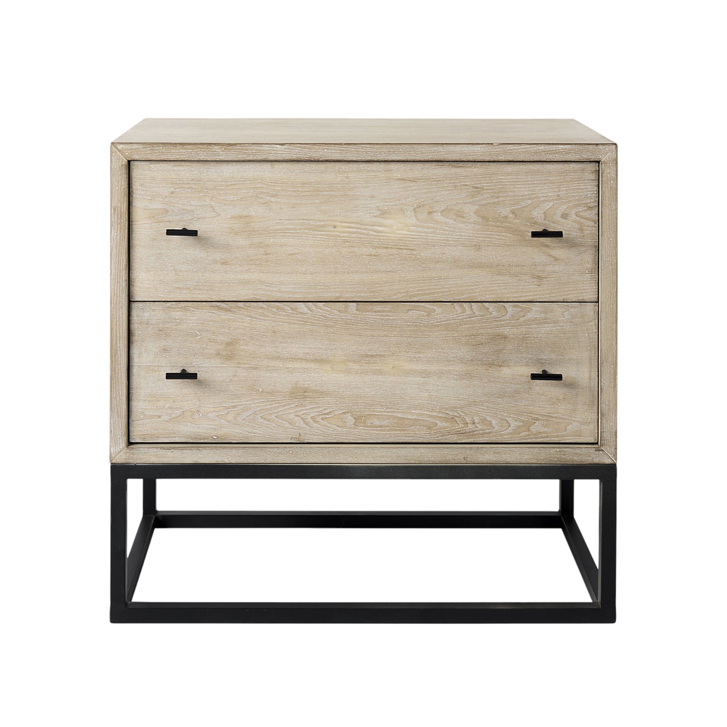 32" Natural Solid Wood Two Drawer Sideboard