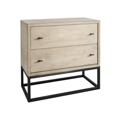 32" Natural Solid Wood Two Drawer Sideboard