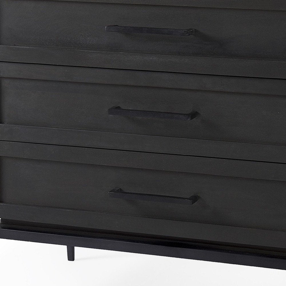 36" Black And White Solid Wood Three Drawer Dresser