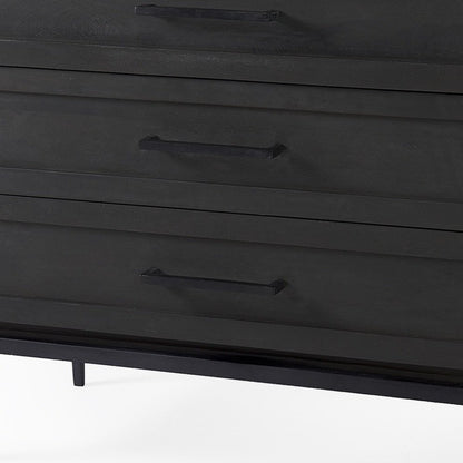 36" Black And White Solid Wood And Marble Three Drawer Dresser