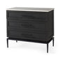 36" Black And White Solid Wood Three Drawer Dresser