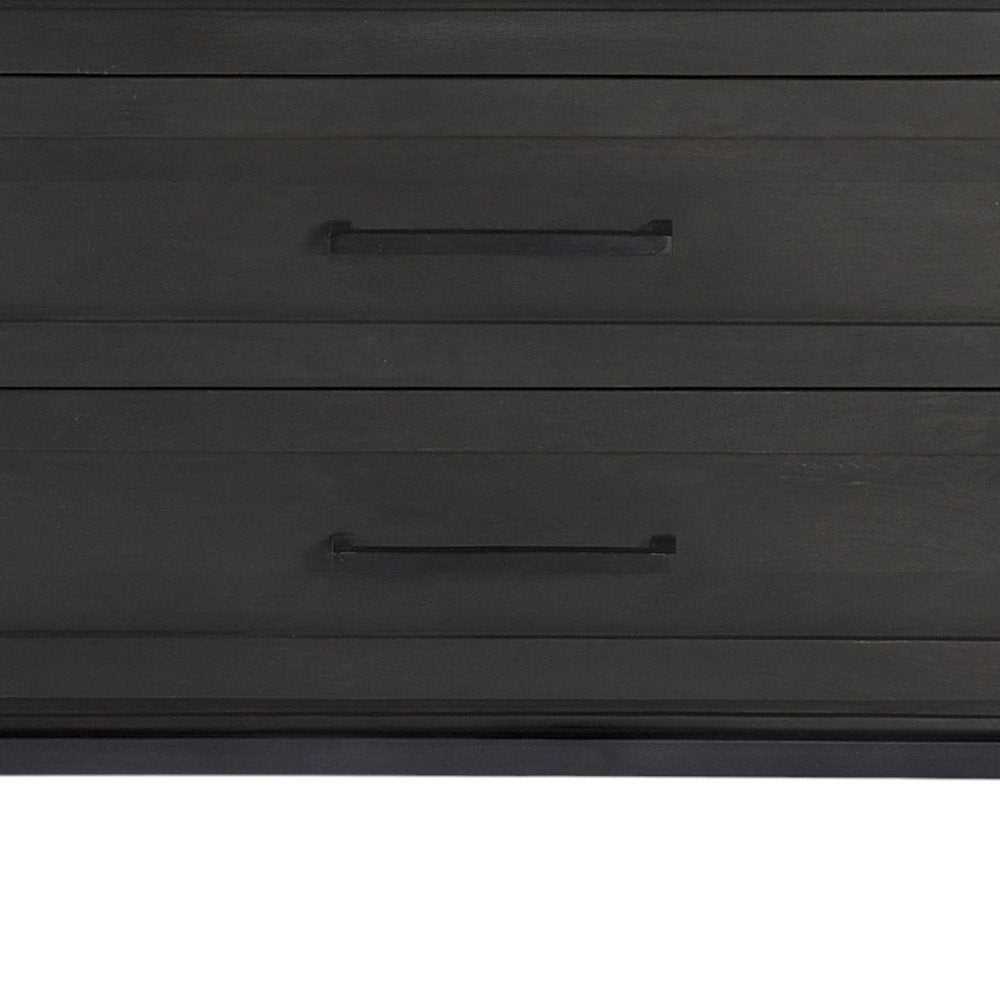 36" Black And White Solid Wood And Marble Three Drawer Dresser
