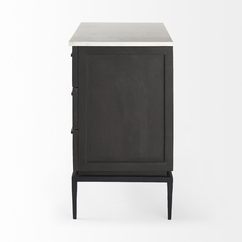 36" Black And White Solid Wood Three Drawer Dresser