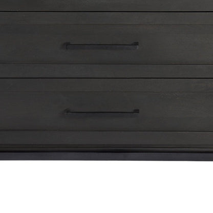 36" Black And White Solid Wood And Marble Three Drawer Dresser