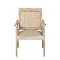 28" Cream And Natural Fabric Distressed Arm Chair