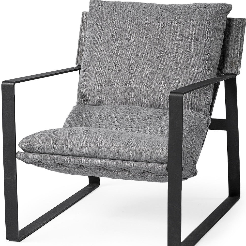 Stone Gray And Black Metal Sling Chair