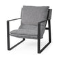 35" Gray and Black Fabric Wingback Chair