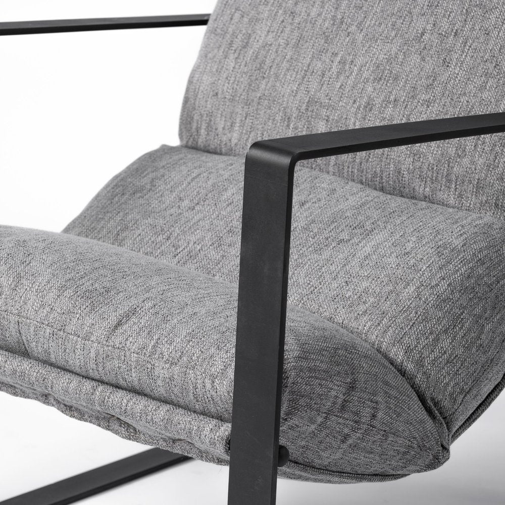 35" Gray and Black Fabric Wingback Chair