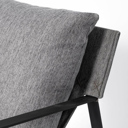 35" Gray and Black Fabric Wingback Chair