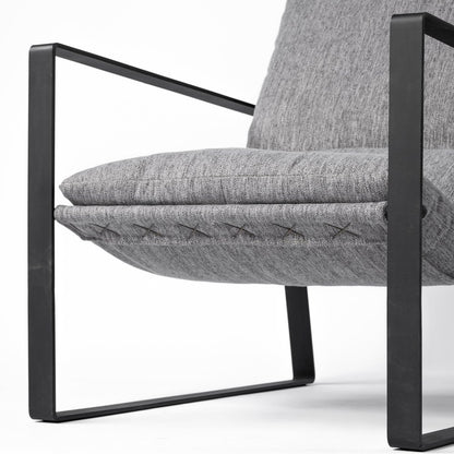 35" Gray and Black Fabric Wingback Chair