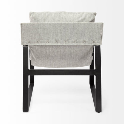 35" Gray and Black Fabric Wingback Chair