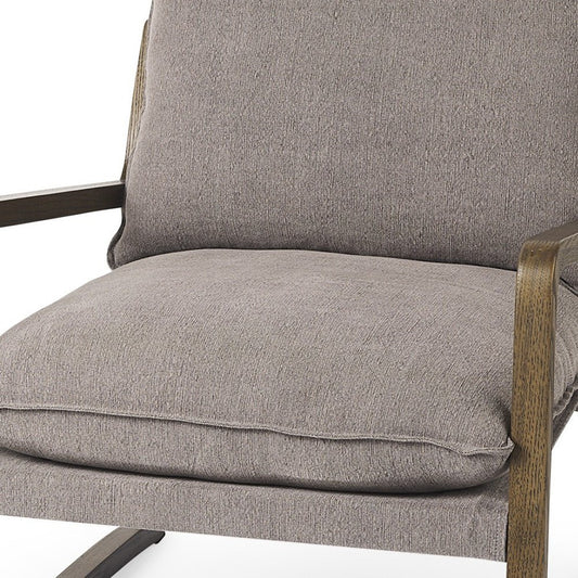 34" Cream and Black Fabric Lounge Chair